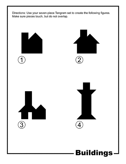 Buildings Silhouette Tangram Card