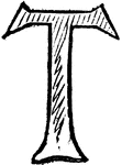 An illustration of a decorative letter T.