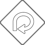The horizontal alignment signs may be used in advance of situations where the horizontal roadway alignment changes. If the change in horizontal alignment is approximately 270 degrees, such as on a cloverleaf interchange ramp, the 270-degree Loop sign may be used.