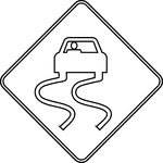 The Slippery When Wet sign may be used to warn that a slippery condition might exist.