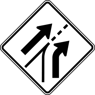 Entering Roadway Added Lane, Black and White