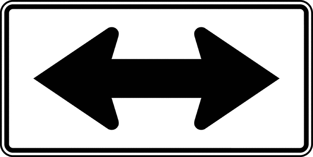 Two-Direction Large Arrow, Black and White