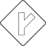 A Side Road symbol sign may be used in advance of an intersection to indicate the presence of an intersection and the possibility of turning or entering traffic. The relative importance of the intersecting roadways may be shown by different widths of lines in the symbol. An advance street name plaque may be installed above or below an Intersection Warning sign.