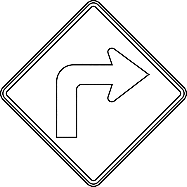 Right Turn, Outline  ClipArt ETC