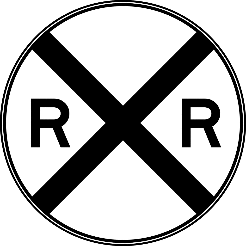  -Rail Grade Crossing Advance Warning, Black and White ClipArt ETC