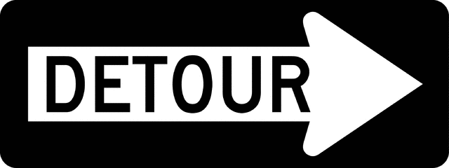Detour Arrow, Black and White