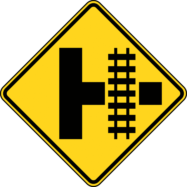 Highway-Rail Grade Crossing Advance Warning T-Intersection, Color