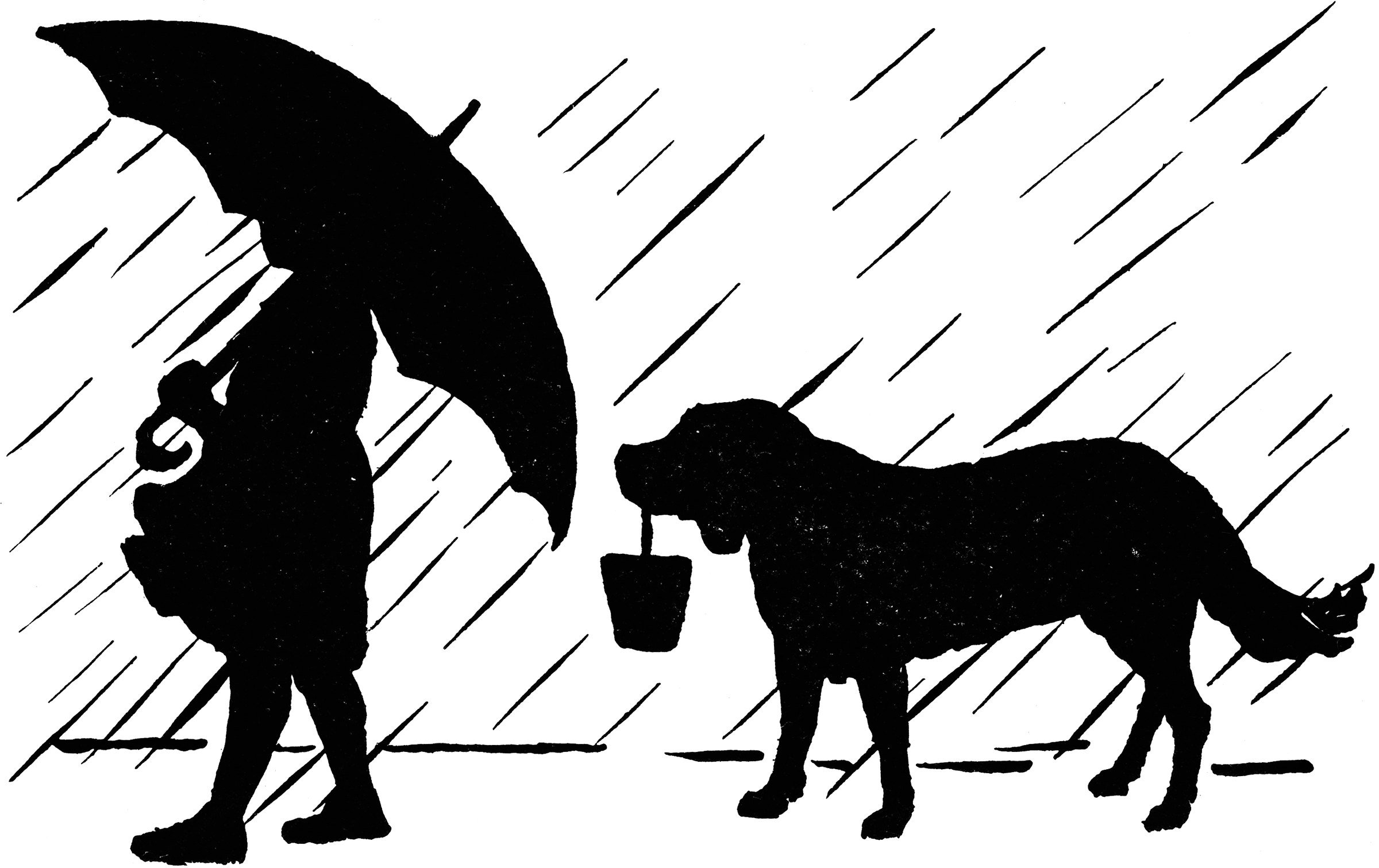Girl with Umbrella & Dog in Rainstorm | ClipArt ETC