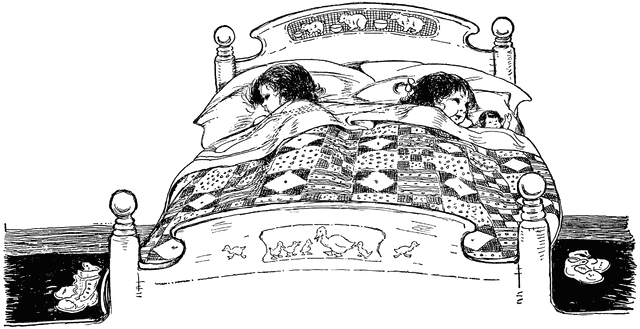 Two Children Asleep in Bed | ClipArt ETC