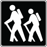 This sign is used to indicate that a hiking trail is located nearby.