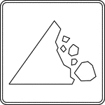 This sign is used as a warning of the possible danger of falling rocks.