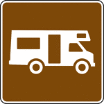 This sign is used to indicate that an area for motor homes is located nearby.