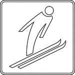 This sign indicates that ski jumping is located nearby.