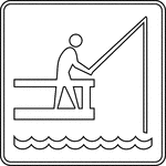 This sign indicates that a fishing pier is located nearby.