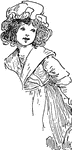 An illustration of a girl dressed as Betsy Ross.