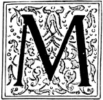 An illustration of a decorative letter M.