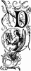 Decorative Letter D with Angel