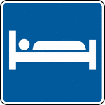 This sign is used to indicate that lodging is located nearby.