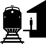 This sign indicates that a train station is located nearby.