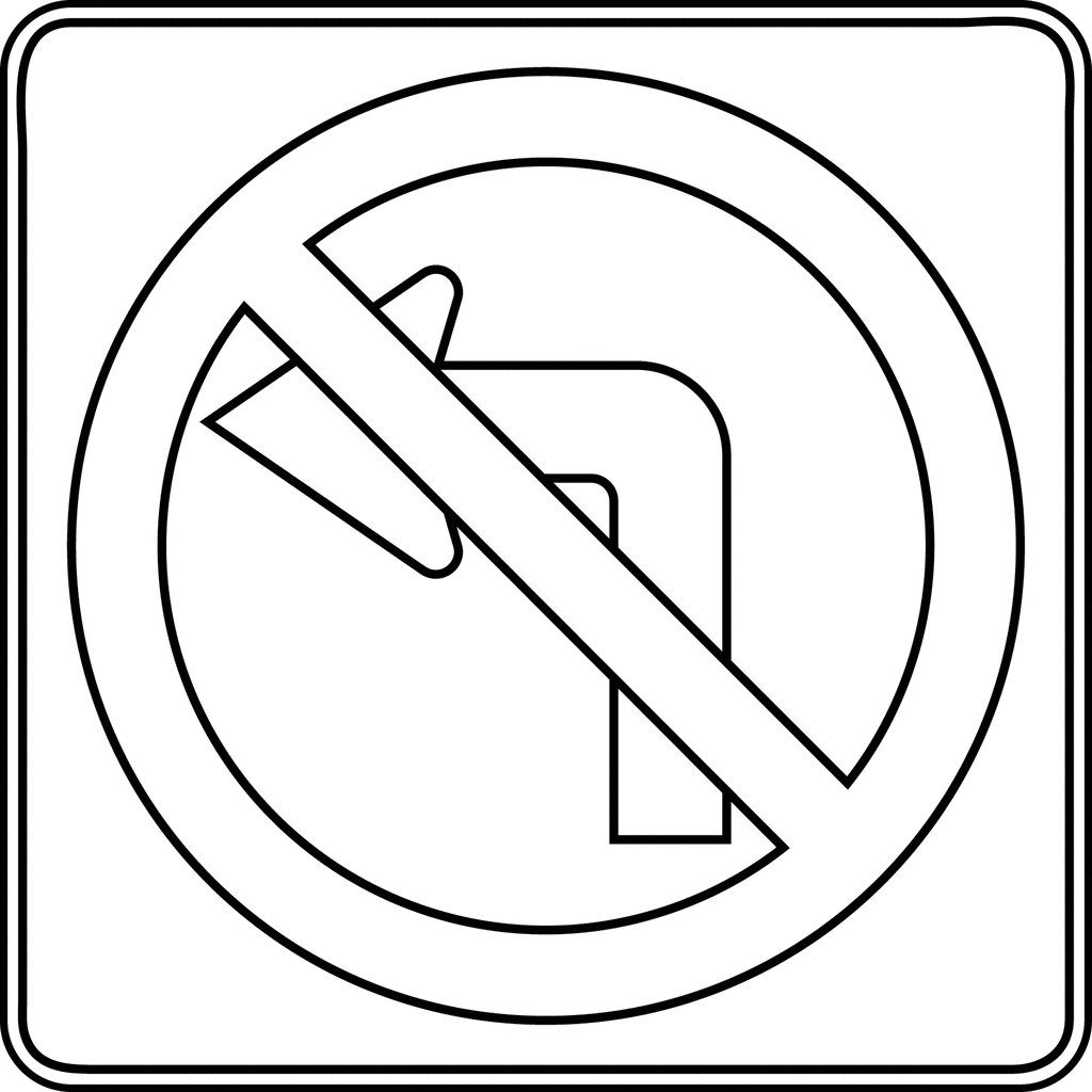 No Left Turn, Outline | ClipArt ETC