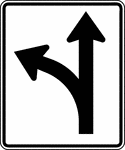 "If used, the Optional Movement Lane Control sign shall be used for two or more movements from a specific lane or to emphasize permitted movements. If used, the Optional Movement Lane Control sign shall be located at the intersection. If used, the Optional Movement Lane Control sign shall indicate all permissible movements from specific lanes."-Federal Highway Administration, 2007