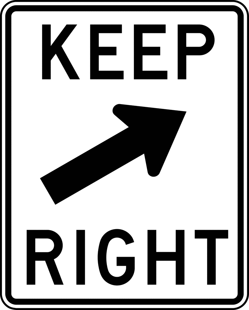 Keep Right, Black and White | ClipArt ETC