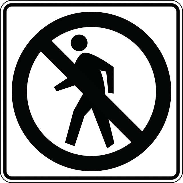 No Pedestrian Crossing, Black and White | ClipArt ETC