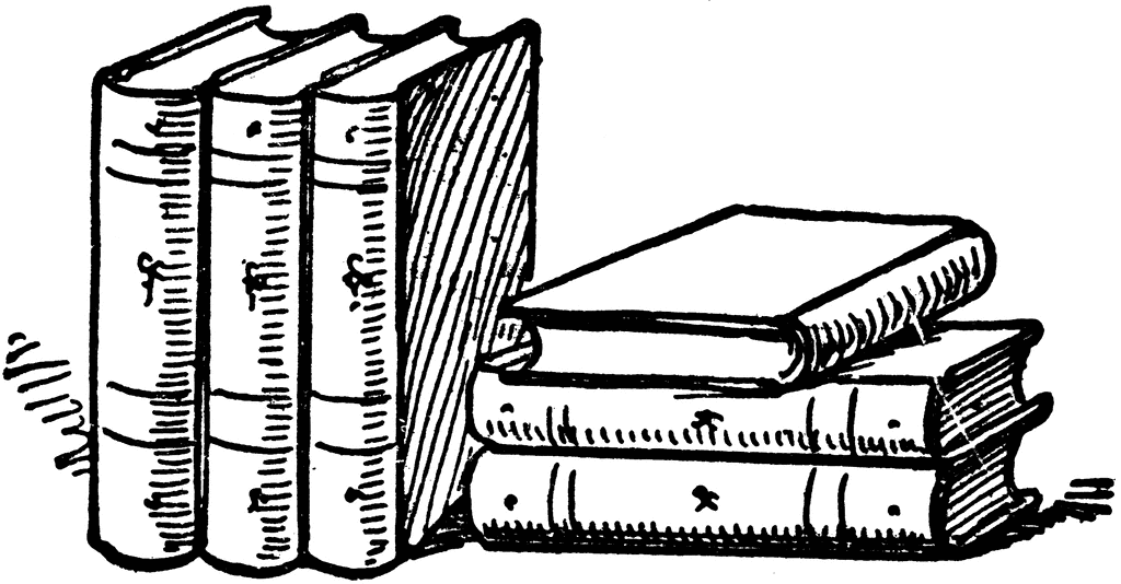 free black and white clipart of books - photo #12