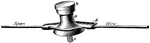 A common type of suspension used for trolley wire. A is the main casting, B is a metal cap that covers A, C is a bolt that is fixed into the insulation material, and D is grooved extensions of A.