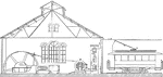 A diagram of the inner workings of a trolly station. This diagram shows how trollies used to start when they were first being used. A pulley system is used that powers up a power box that starts the trolly.
