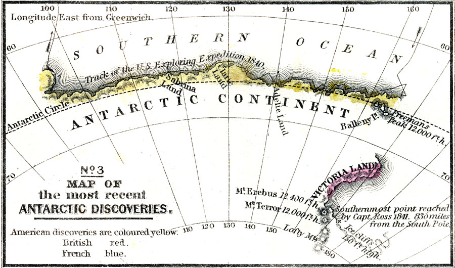 Map of the Most Recent Antarctic Discoveries