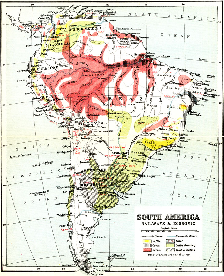 Railways and Economic Regions of South America