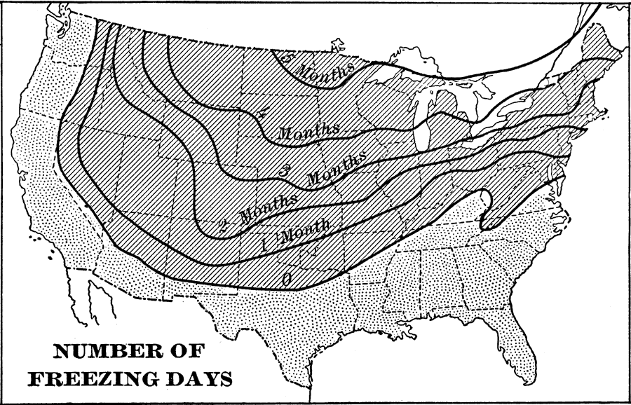 Number of Freezing Days in the United States
