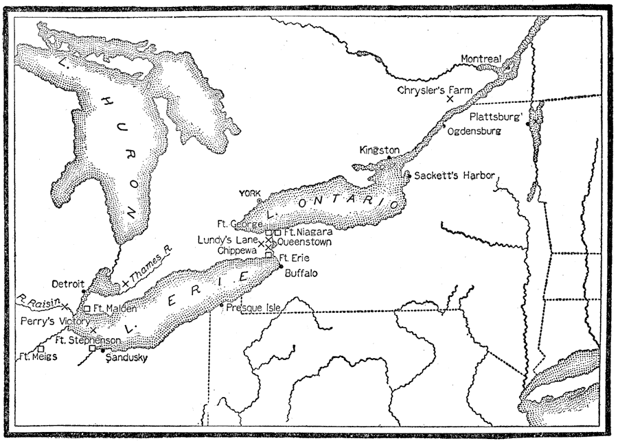 War of 1812 Map of Main Operations