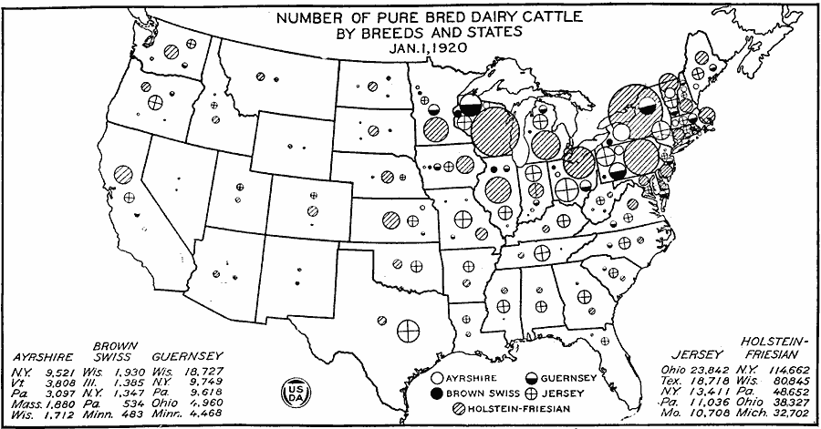 Number of Pure Bred Dairy Cattle by Breeds and States