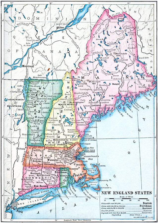 Printable Map Of New England States