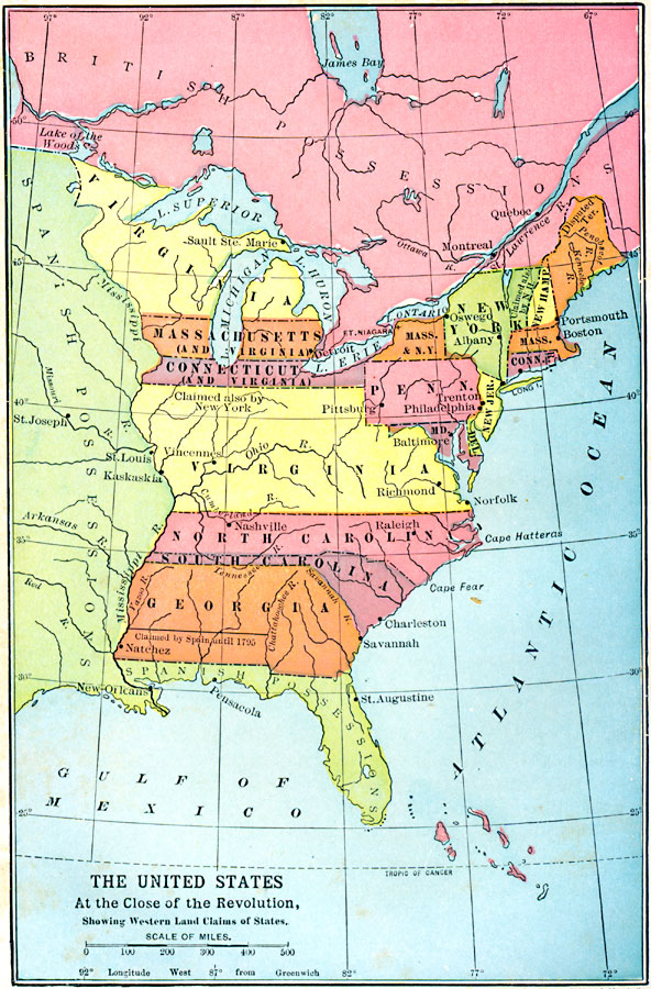 The United States at the Close of the Revolution, Showing Land Claims of States
