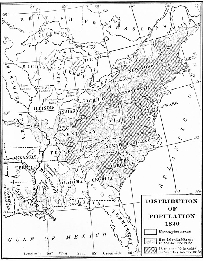 Distribution of Population in 1820, 1820