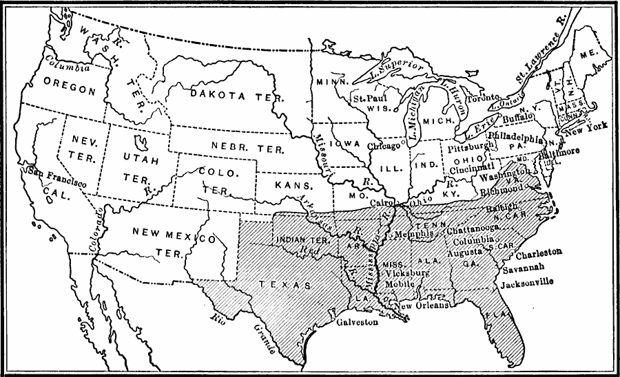 Territory held by the Confederates at the close of 1861