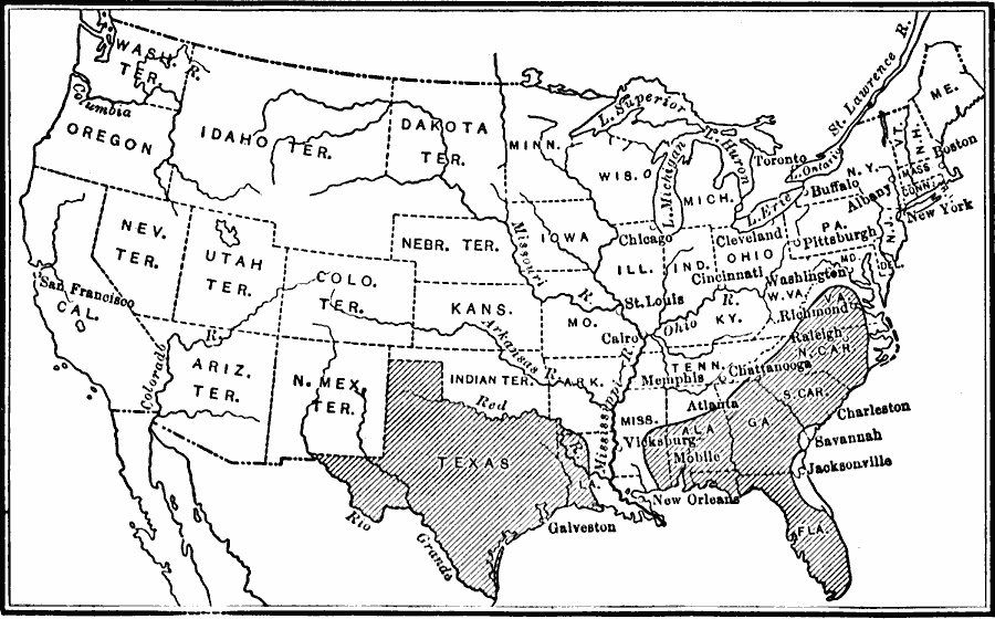 Territory held by the Confederates at the close of 1863