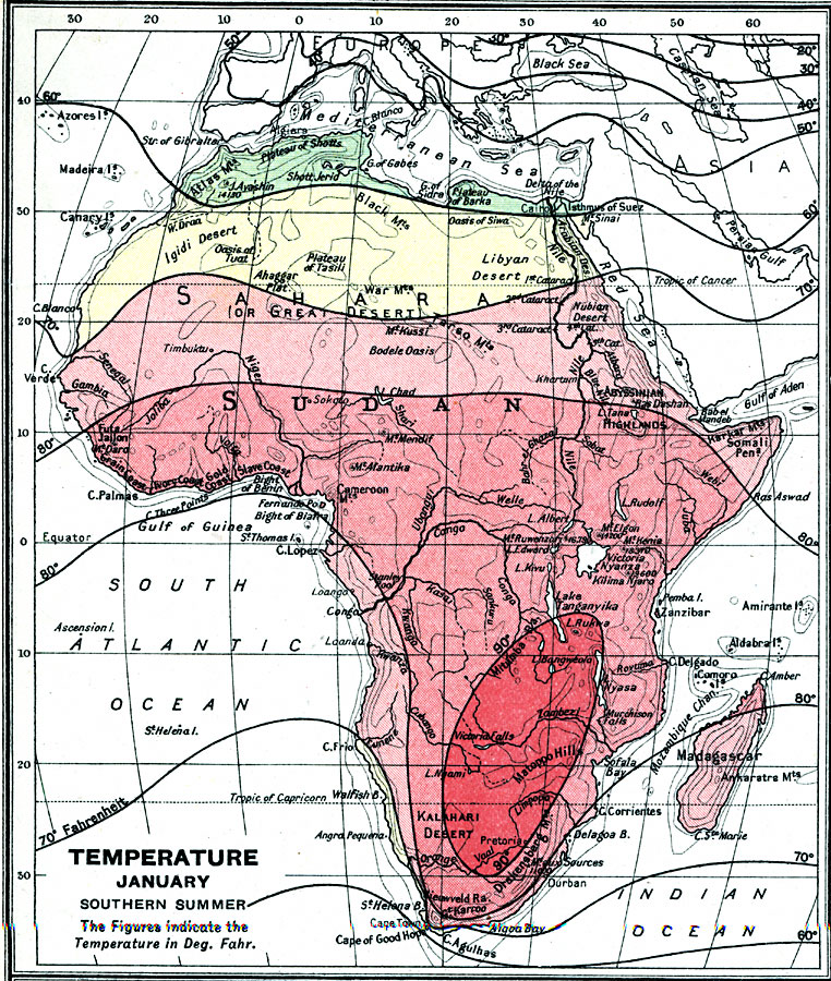Temperature in Africa in January