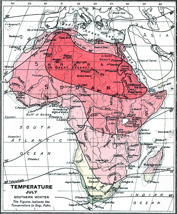 Temperature in Africa in July