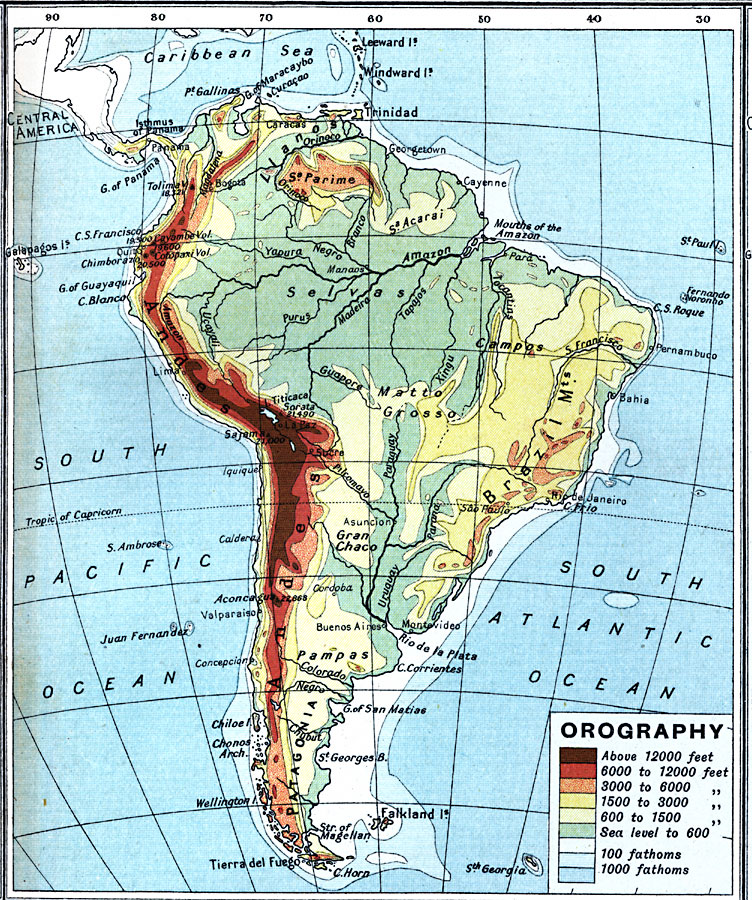 South America - Orographical