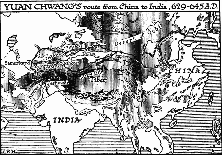 Yuan Chwang's Route from China to India