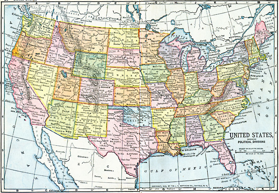 United States Showing Political Divisions