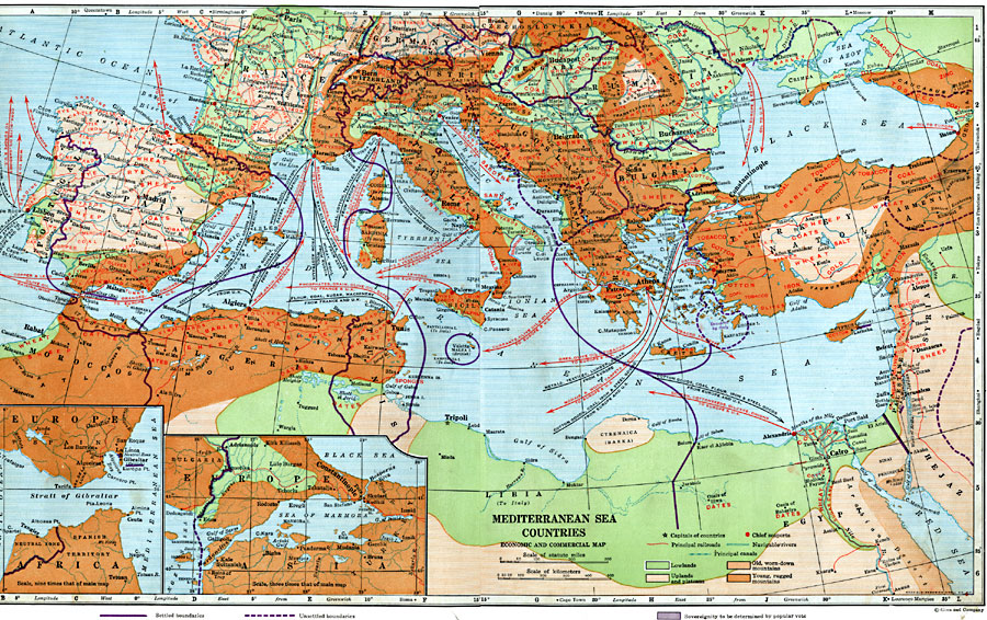 Economic and Commercial Map of the Mediterranean Sea Countries