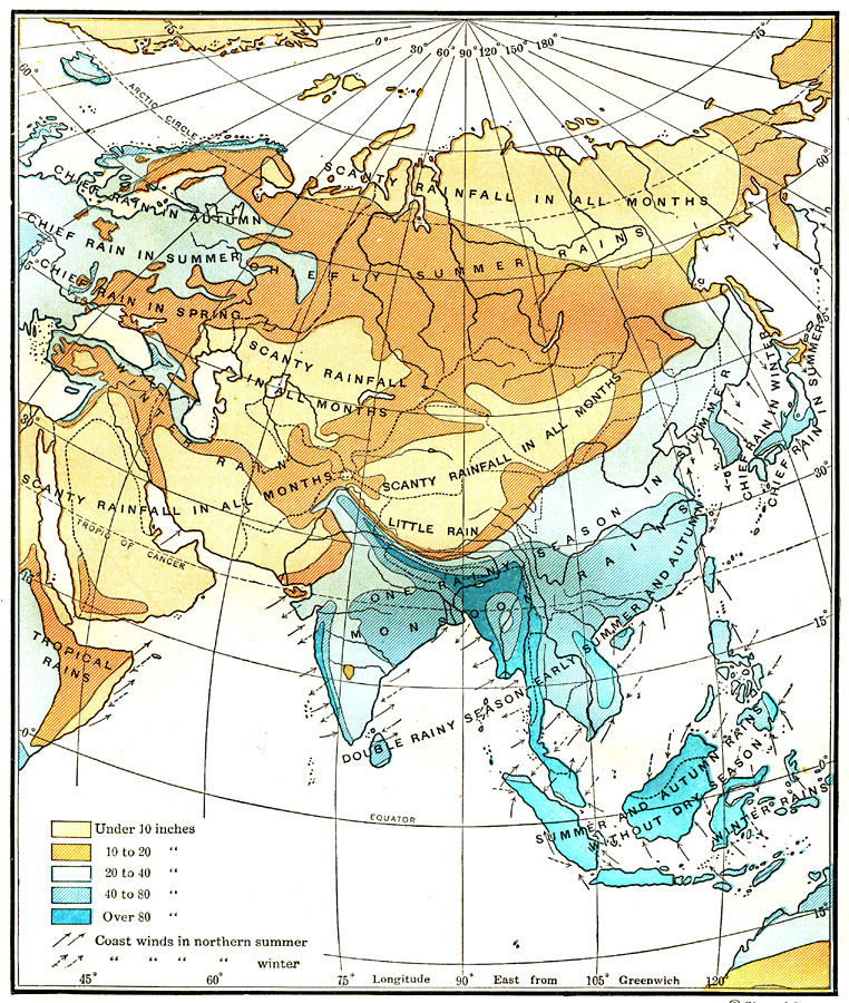 Average Annual rainfall in Asia