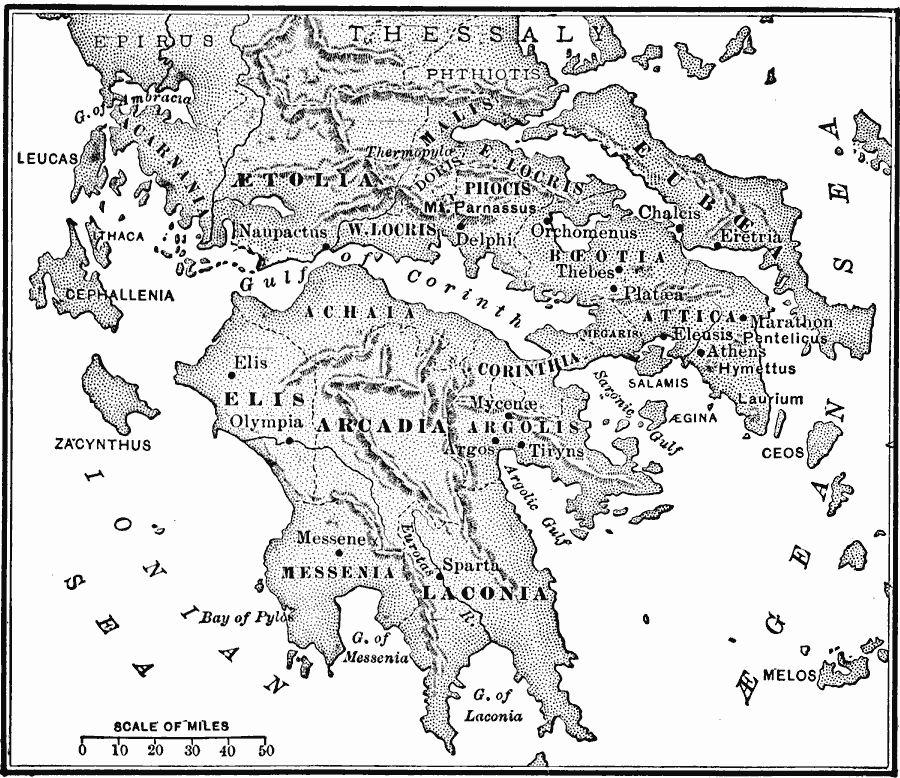 Central Greece and the Peloponnesus, 1250 B.C.