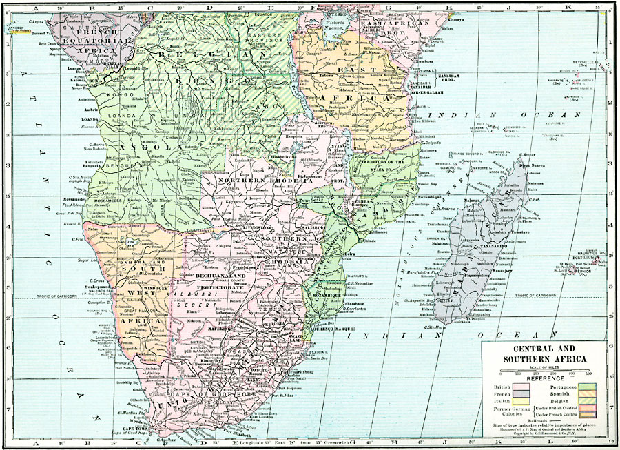 Post-WWI Central and Southern Africa
