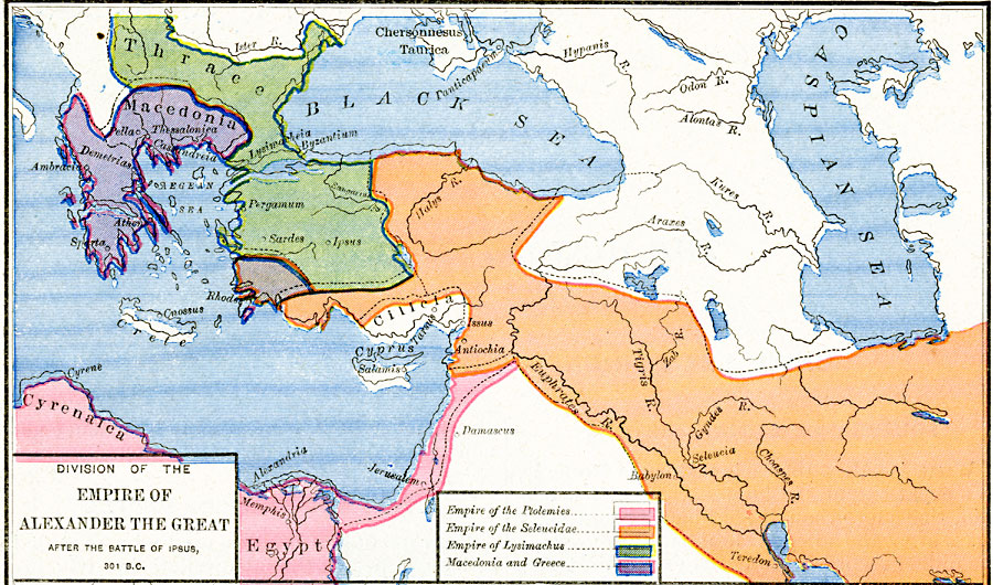 Division of the Empire of Alexander the Great after the Battle of Ipsus